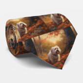 チベットテリアイン紅葉秋インスパイア ネクタイ (ロール)