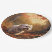 チベットテリアイン紅葉秋インスパイア ペーパープレート (アングル)