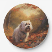 チベットテリアイン紅葉秋インスパイア ペーパープレート (正面)