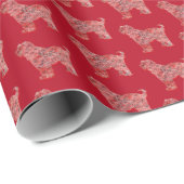 チベットテリアクリスマスドッグシルエットレッド ラッピングペーパー (ロールコーナー)