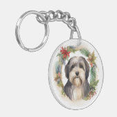 チベットテリアクリスマスリースフェスティバルカップ キーホルダー (正面左)