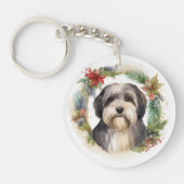 チベットテリアクリスマスリースフェスティバルカップ キーホルダー (正面)