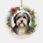 チベットテリアクリスマスリースフェスティバルカップ セラミックオーナメント (正面)