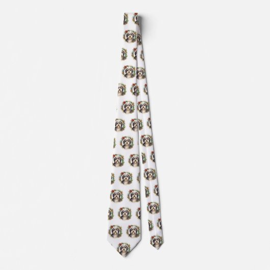 チベットテリアクリスマスリースフェスティバルカップ ネクタイ (正面)