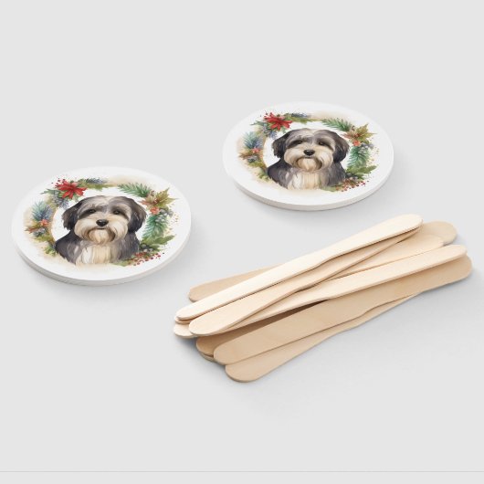 チベットテリアクリスマスリースフェスティバルカップ ハンドファン (組立なし)