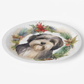 チベットテリアクリスマスリースフェスティバルカップ ペーパープレート (アングル)