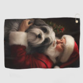 チベットテリアサンタクロースフェスティバルクリスマス ゴルフタオル (横)