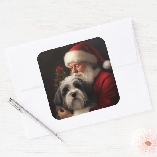 チベットテリアサンタクロースフェスティバルクリスマス スクエアシール (封筒)