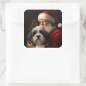 チベットテリアサンタクロースフェスティバルクリスマス スクエアシール (バッグ)