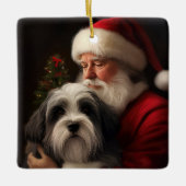 チベットテリアサンタクロースフェスティバルクリスマス セラミックオーナメント (正面)