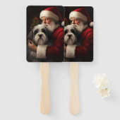 チベットテリアサンタクロースフェスティバルクリスマス ハンドファン (正面&裏面)