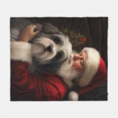 チベットテリアサンタクロースフェスティバルクリスマス フリースブランケット (正面(横))