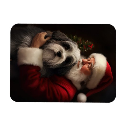 チベットテリアサンタクロースフェスティバルクリスマス マグネット (横)