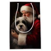 チベットテリアサンタクロースフェスティバルクリスマス ミディアムペーパーバッグ (正面)