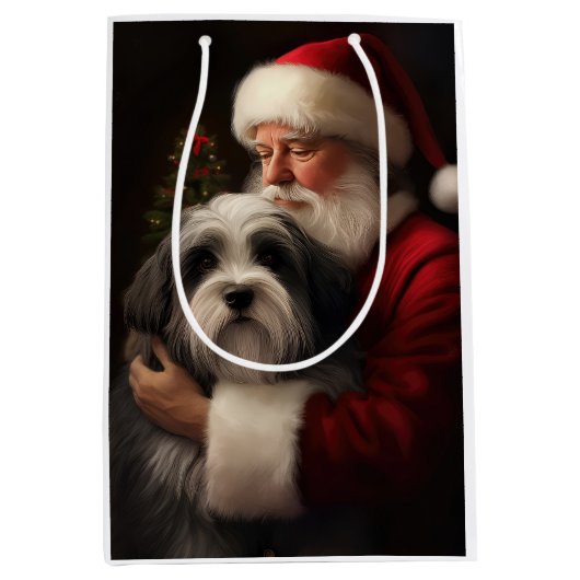 チベットテリアサンタクロースフェスティバルクリスマス ミディアムペーパーバッグ (正面)