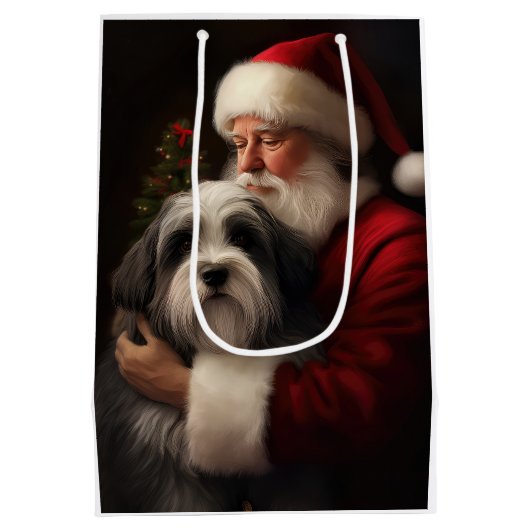 チベットテリアサンタクロースフェスティバルクリスマス ミディアムペーパーバッグ (裏面)