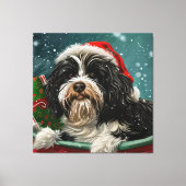 チベットテリアドッグクリスマスフェスティバル キャンバスプリント (正面)