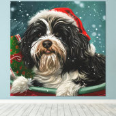 チベットテリアドッグクリスマスフェスティバル キャンバスプリント (インサイチュ (ウッドフロア))