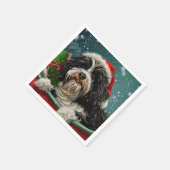 チベットテリアドッグクリスマスフェスティバル スタンダードカクテルナプキン (角)