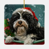 チベットテリアドッグクリスマスフェスティバル セラミックオーナメント (裏面)