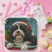 チベットテリアドッグクリスマスフェスティバル ペーパープレート (パーティー)