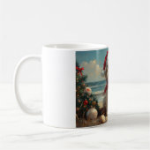 チベットテリアドッグクリスマスヴィンテージビーチ コーヒーマグカップ (左)