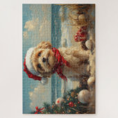チベットテリアドッグクリスマスヴィンテージビーチ ジグソーパズル (縦)