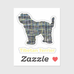 チベットテリアドッグシルエットイエロー&ブラックシール シール