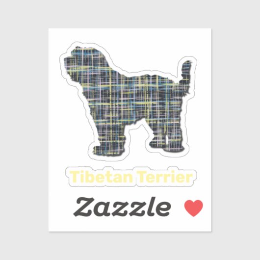 チベットテリアドッグシルエットイエロー&ブラックシール シール (シート)