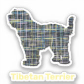チベットテリアドッグシルエットイエロー&ブラックシール シール (正面)