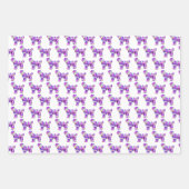 チベットテリアドッグシルエットパープル違う3 ラッピングペーパーシート (正面3)