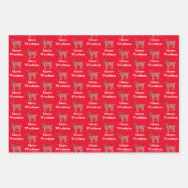 チベットテリアドッグシルエットレッドウメリーーフマス ラッピングペーパーシート (正面)