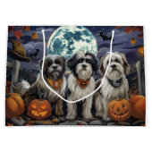 チベットテリアハロウィン不気味 ラージペーパーバッグ (正面)