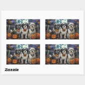 チベットテリアハロウィン不気味 長方形シール (シート)