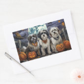 チベットテリアハロウィン不気味 長方形シール (封筒)