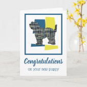 チベットテリアパピードッグおめでとう カード (黄色い花)