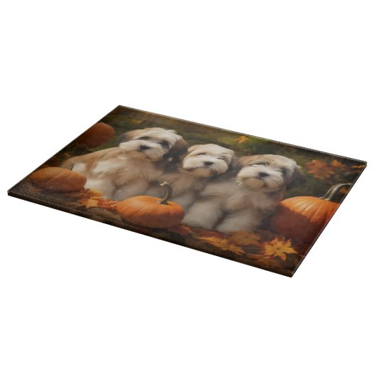 チベットテリアパピー秋デライトカボチャ カッティングボード (角)