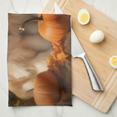 チベットテリアパピー秋デライトカボチャ キッチンタオル (四つ折り)