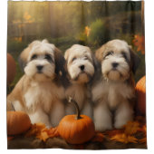 チベットテリアパピー秋デライトカボチャ シャワーカーテン (正面)