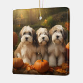 チベットテリアパピー秋デライトカボチャ セラミックオーナメント (左)