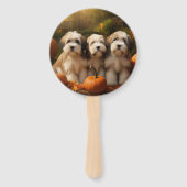 チベットテリアパピー秋デライトカボチャ ハンドファン (正面)