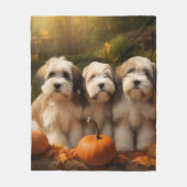 チベットテリアパピー秋デライトカボチャ フリースブランケット (正面)