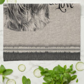 チベットテリアヴィンテージポートレートかわいい引用文 キッチンタオル (折り畳み)