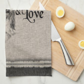 チベットテリアヴィンテージポートレートかわいい引用文 キッチンタオル (四つ折り)