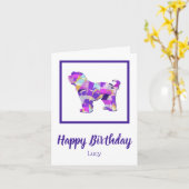 チベットテリア犬かわいいシルエットパープルPY&B カード (黄色い花)