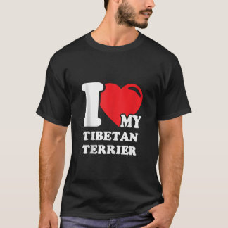 チベットテリア犬の恋人かわいい犬ママパパプリントT Tシャツ