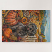 チベットテリア犬の秋の収穫感謝祭 ジグソーパズル (横)