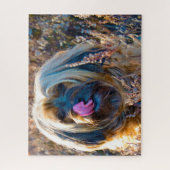 チベットテリア犬ジグサウ。 ジグソーパズル (縦)