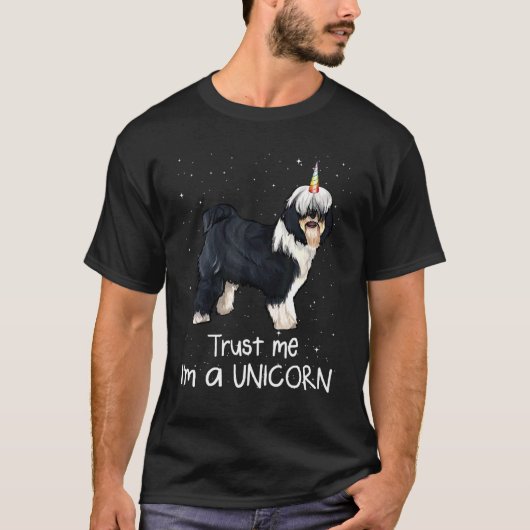 チベットテリア私はユニコーン犬を信頼 Tシャツ (正面)