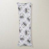 チベットテリア絵を描ーの白黒ドッグアート ボディピロー (正面縦)